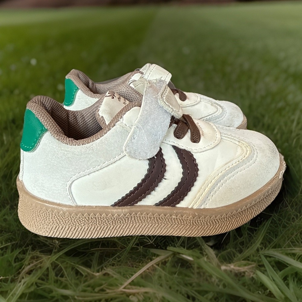 Toddler Sport Skate Sneaker Shoes Size 25‎ Cream Green Brown Sporty Scooter